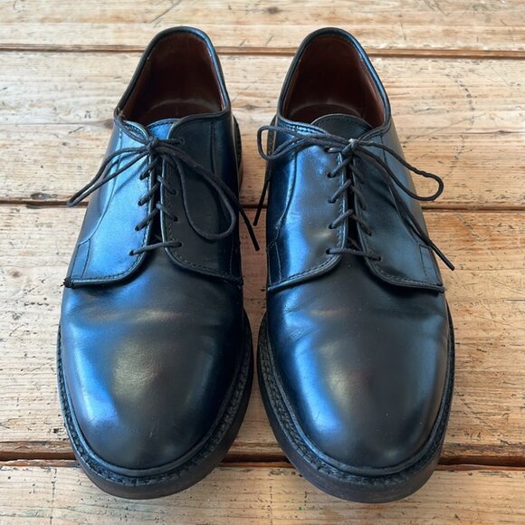 Allen Edmonds Black Leather Leeds Men's Derby Dress Shoes - Picture 2 of 12